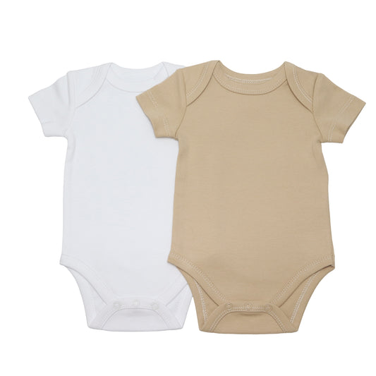 Beige & White Organic Baby Bodysuits 2-Pack